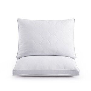 Unikome Diamond Quilted Down Feather with Gusseted Edge 2 Pack Pillows